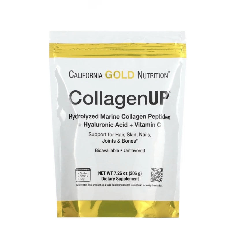 California Gold Nutrition, CollagenUP, Hydrolyzed Marine Collagen Peptides with Hyaluronic Acid and Vitamin C, Unflavored, 7.26 oz (206 g)
