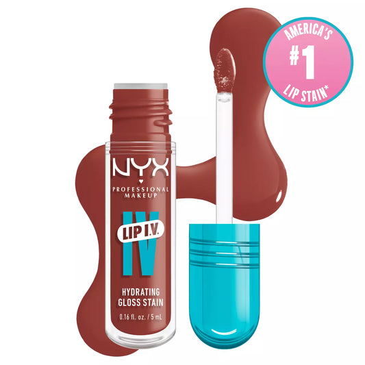 NYX Professional Makeup Lip I.V. Hydrating Lip Gloss Stain 08 Drippin' In Rose