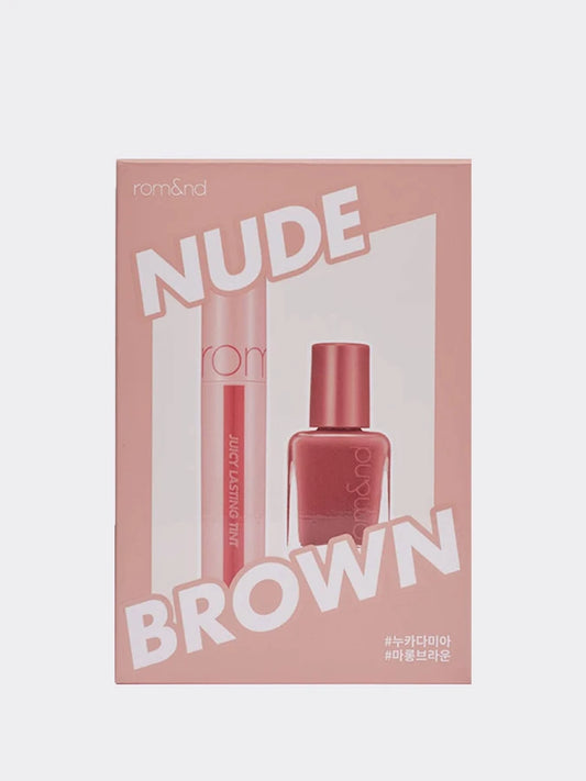 rom&nd Juicy Lasting Tint & Mood Pebble Nail Set 02 Nude Brown