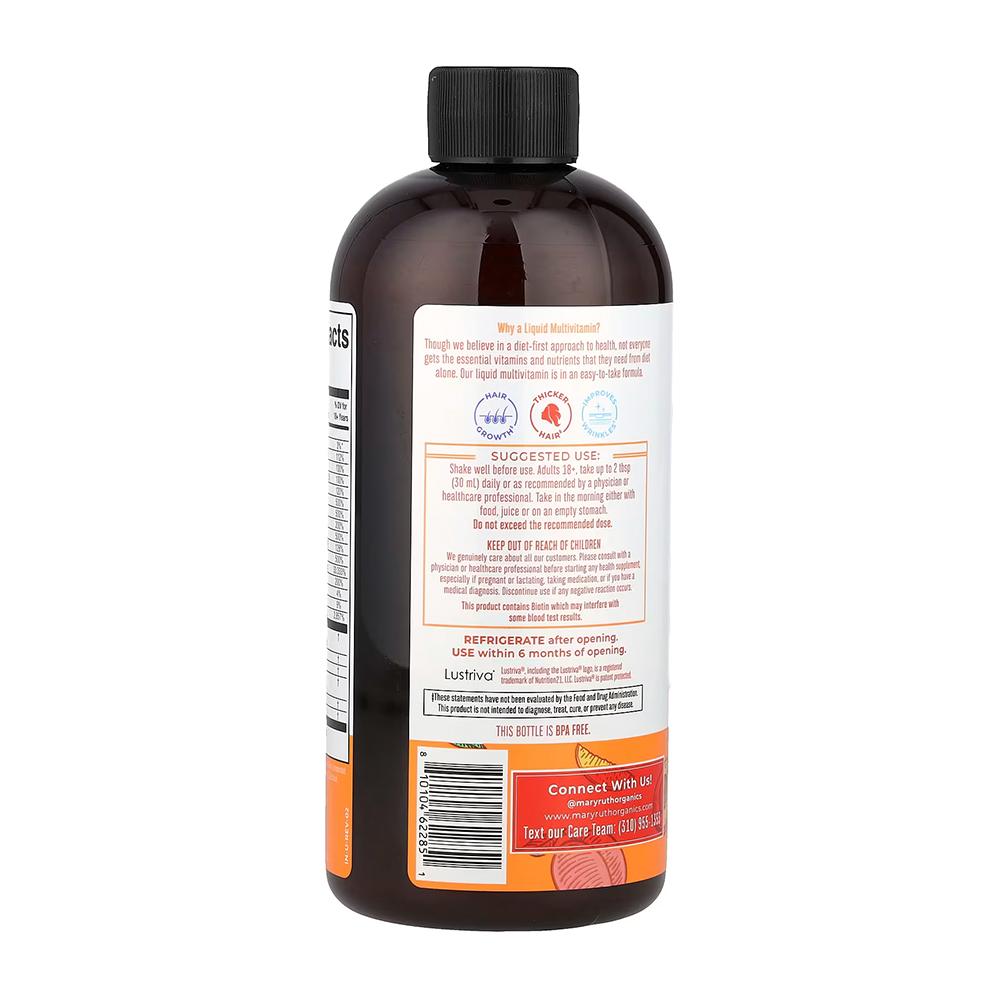 MaryRuth's Liquid Morning Multivitamin + Hair Growth, Peach Mango,30 fl oz (887 ml)