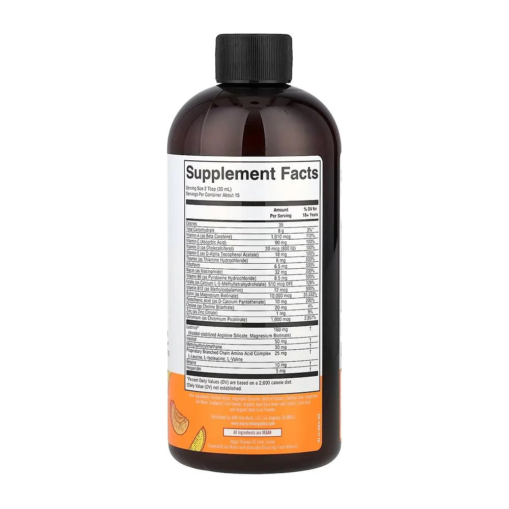 MaryRuth's Liquid Morning Multivitamin + Hair Growth, Peach Mango,30 fl oz (887 ml)