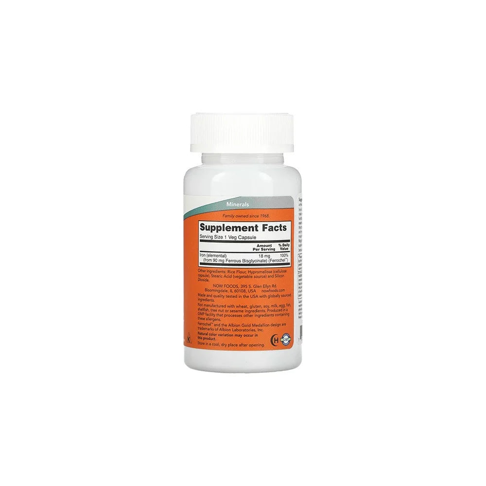 NOW Foods Iron, 18 mg,120 Veg Capsules