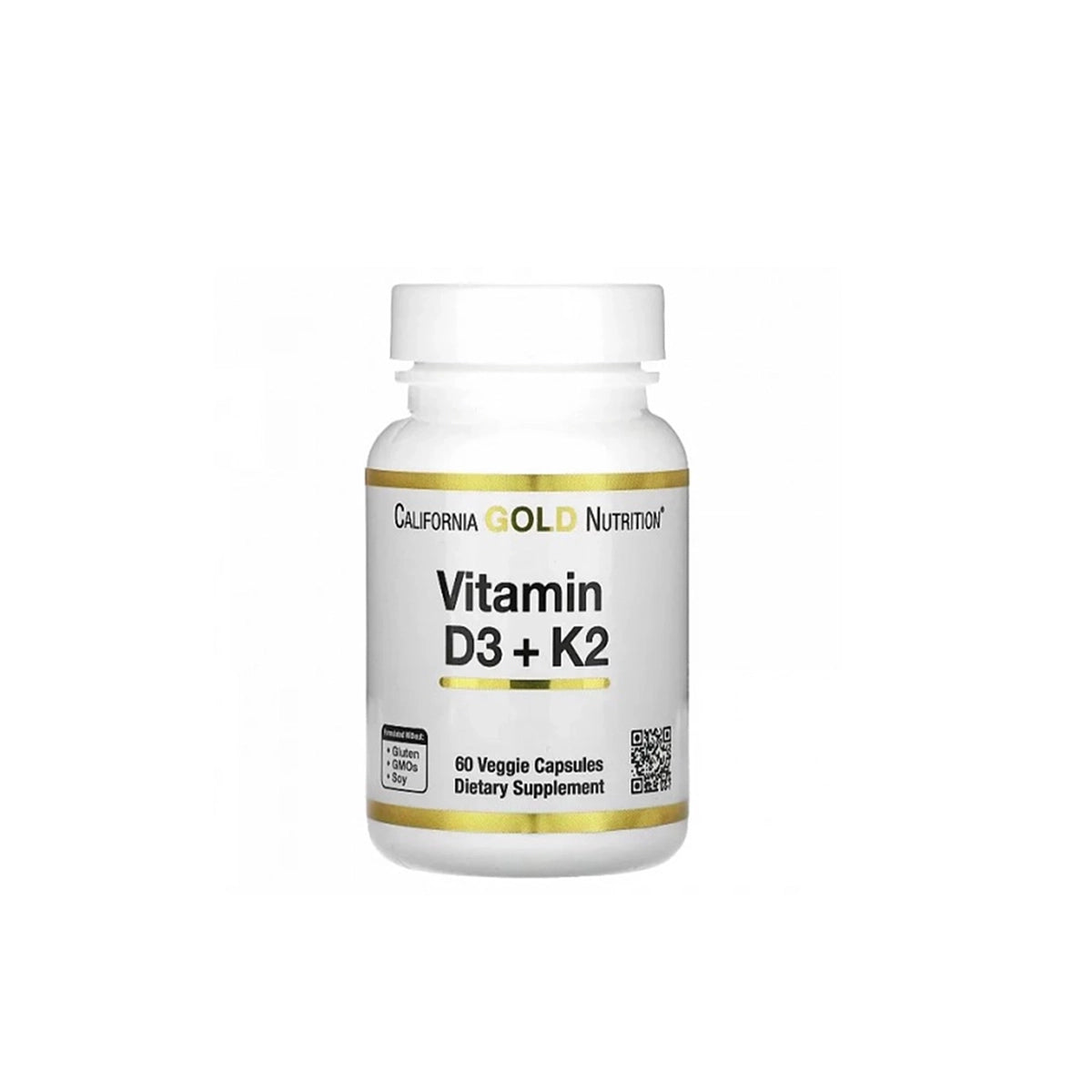 CALIFORNIA GOLD NUTRITION VitaminD3+K2 5,000 IU D3 •120 mcg K2 60 Veggie Capsules