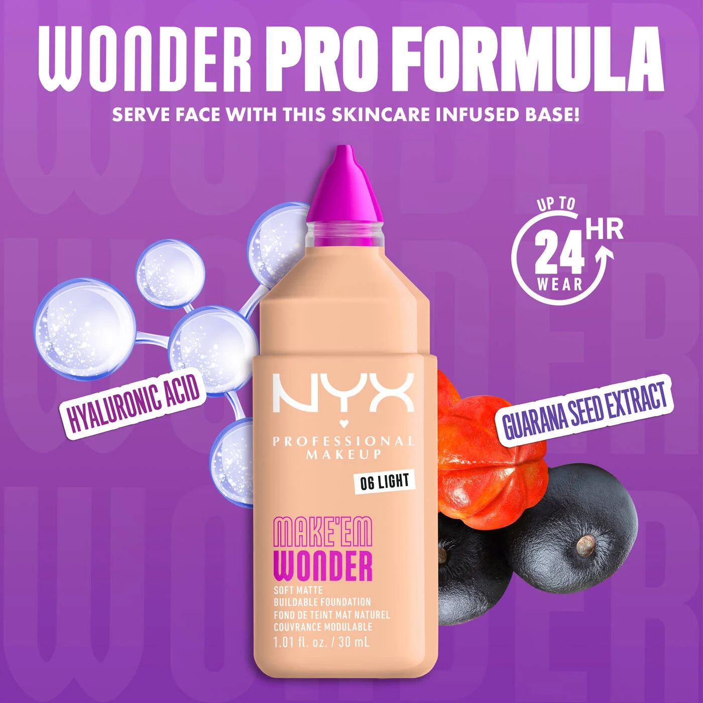 NYX Professional Makeup Make 'EM Wonder, 24H Soft Matte Foundation