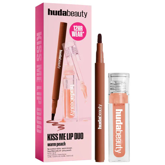 HUDA BEAUTY Kiss Me Lip Contour Stain and Lip Jelly Gift Set Warm Peach