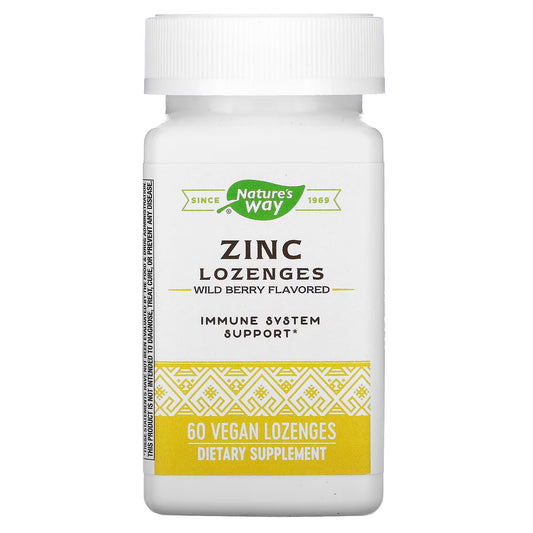 Nature's Way Zinc Lozenges, Wild Berry Flavored, 60 Vegan Lozenges