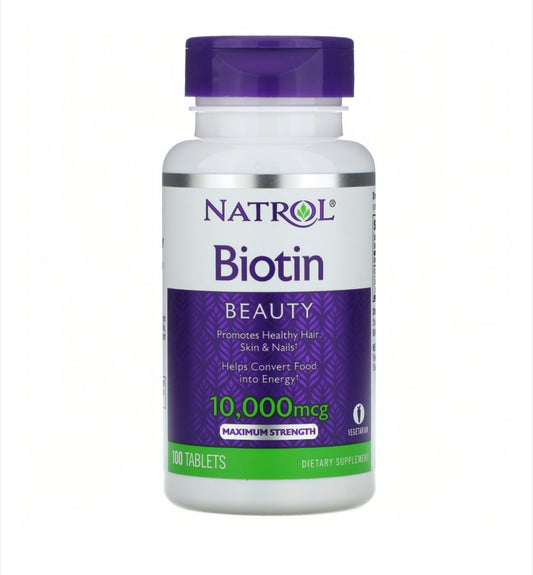 Biotin, Maximum Strength, 10,000 mcg, 100 Tablets