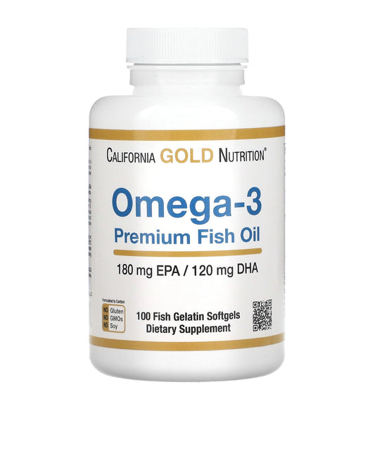 California Gold Nutrition, Omega-3 Premium Fish Oil, 180 EPA / 120 DHA, 100 Fish Gelatin Softgels